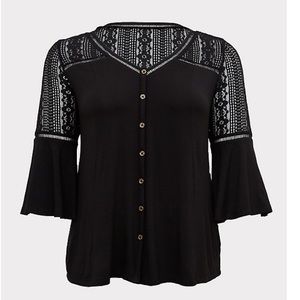 NWT Torrid Super Soft Lace Bell Sleeve Top